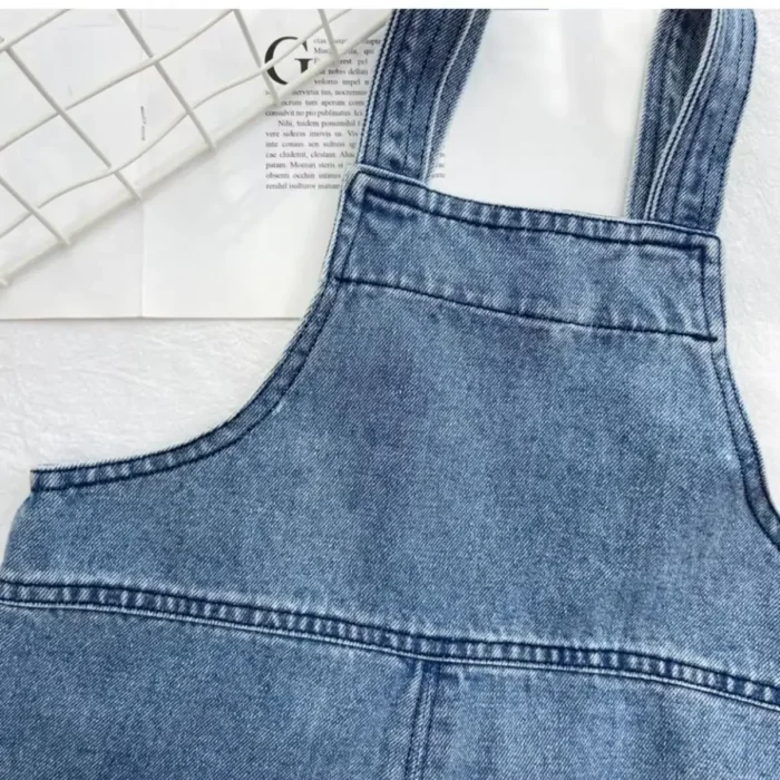 Baby Boy Solid Denim Overalls Child Jean Bib Pants - Image 4